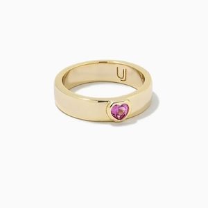 NWOT Uncommon James pink heart ring gold
